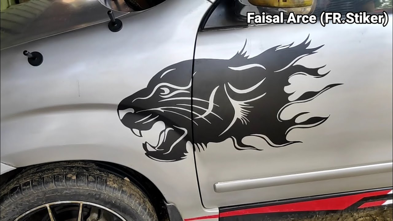 Cutting Stiker Kepala Macan Di Samping Mobil Avanza YouTube