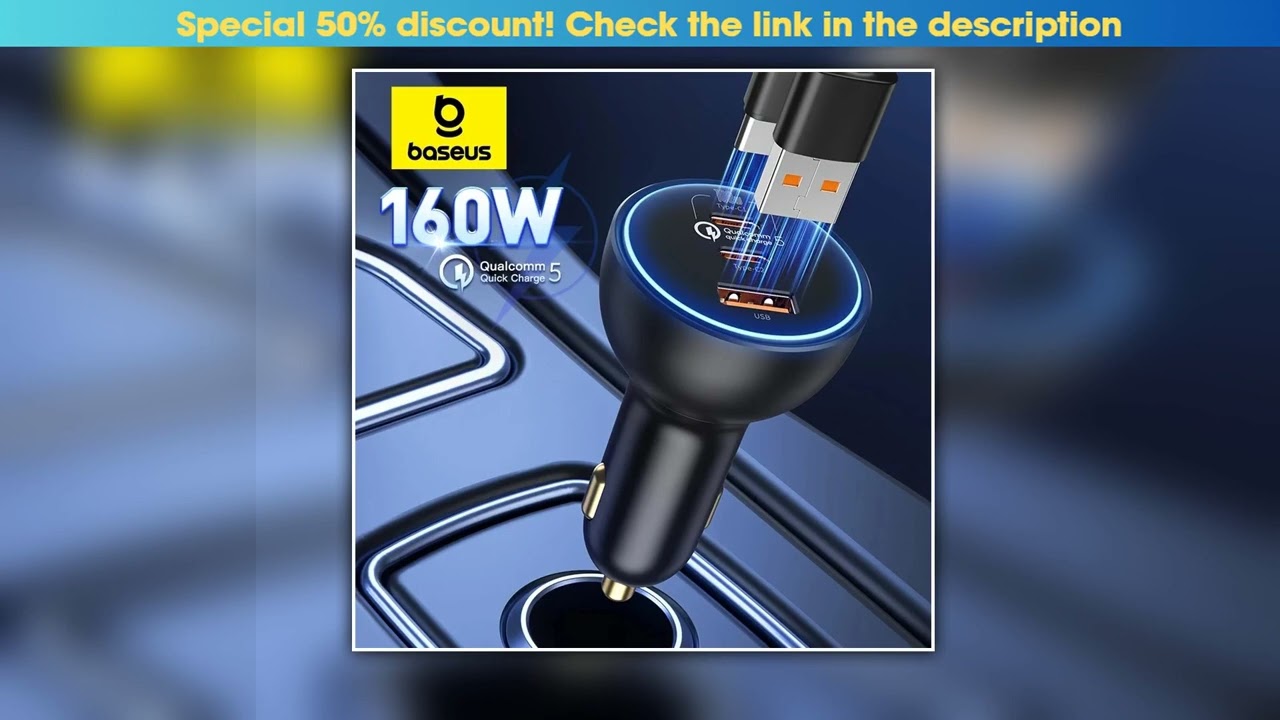 Baseus 160W Car Charger QC 50 Fast Charging PPS PD30 USB Type C Car Phone Charge For iPhone 16 15
