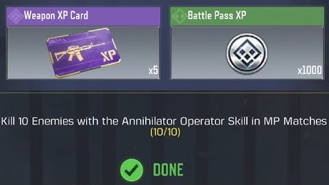 Call Of Duty Mobile Kill 10 Enemies with the Annihilator Operator Skill in MP Matches Task Complete