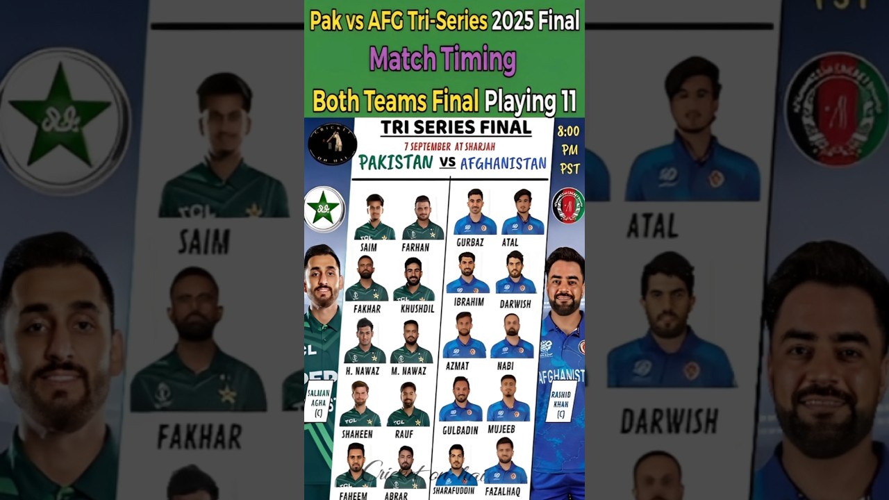 PAK vs AFG | Both Teams Final Playing XI | Tri Series 2025 Final Timing & Details 🕗 | 