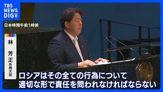 林外務大臣「ロシアは全ての行為で責任問われなければならない」　国連加盟国にロシアへの支援控えるよう訴え｜TBS NEWS DIG