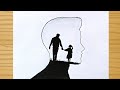 Father's Day special Drawing /How to draw Father and daughter - step by step for beginners