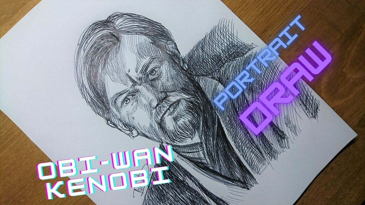 Star Wars - Portrait of Obi-Wan Kenobi in a Ballpoint Sketch