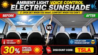 Electric Voice Control Ambient Light Sunshade For Tesla Model Y Juniper Cybertruck #sunshade #tesla