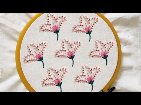 Very Easy All Over Flower Design Hand Embroidery Tutorial For Beginners, Basic Stitch