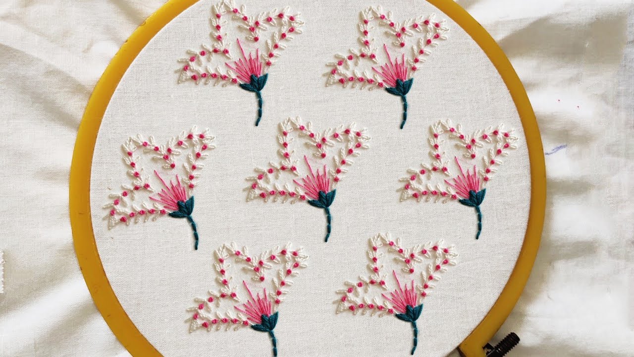 Very Easy All Over Flower Design Hand Embroidery Tutorial For Beginners ...