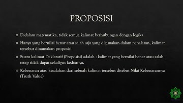 Matematika Diskrit : Dasar Logika (Bagian 1)