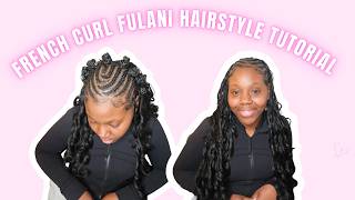 French Curl Fulani Braided Hairstyle Tutorial | Clean Parts & Soft Curls