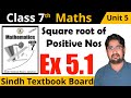 Square Root Unit 5 Exercise 5 1 Class 7 Maths Sindh Textbook Board 