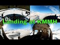 Landing at Mammoth KMMH airport in a Multi engine Piper Aztec - Multi Cam View