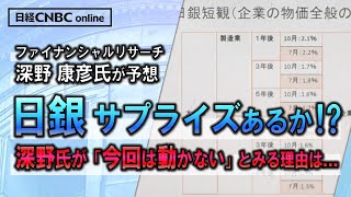 【日銀、サプライズはあるのか？】深野 康彦氏(ファイナンシャルリサーチ)が10/30-31の日銀金融政策決定会合を予想／深野氏は「今回は動かない」とみるが…？／市場予想は7割が変化なし、3割が見直し
