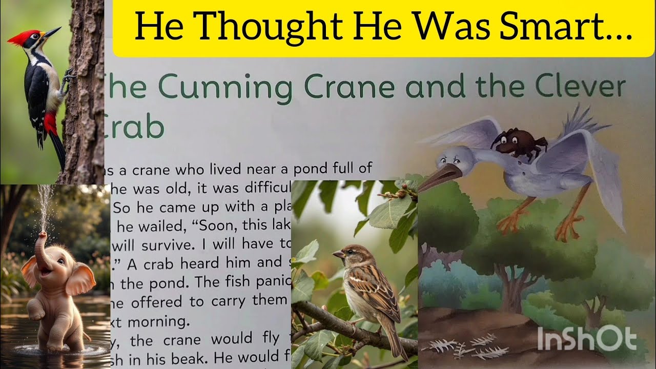 The Cunning Crane 🐦 & The Witty Crab 🦀 | A Smart Moral Story|hindi translation 