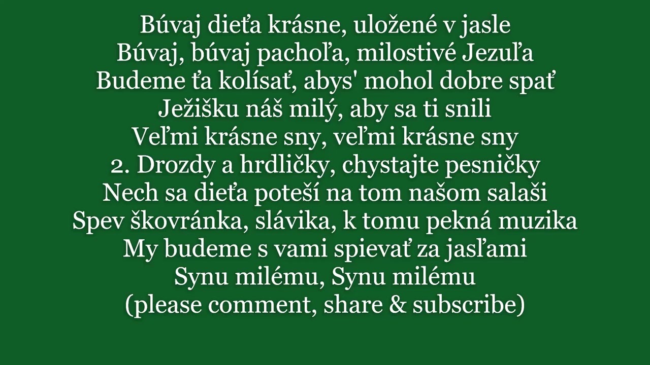 Búvaj dieťa krásne SLOVAK Christmas Carols lyrics piano karaoke instrumental Texty slovenských