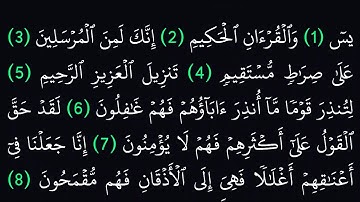 سورة ياسين مكتوبة كاملة بدون صوت بخلفية سوداء لراحة العينين