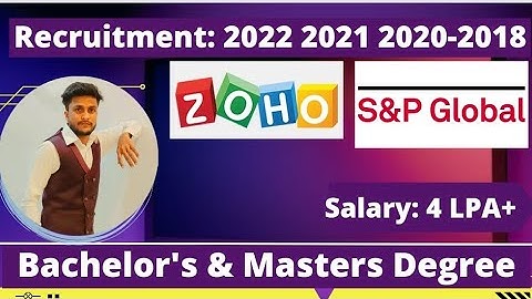 Zoho & S&P Global Off Campus Drive |  2022 2021 2020 2019 2018 Batch | IT Company Jobs