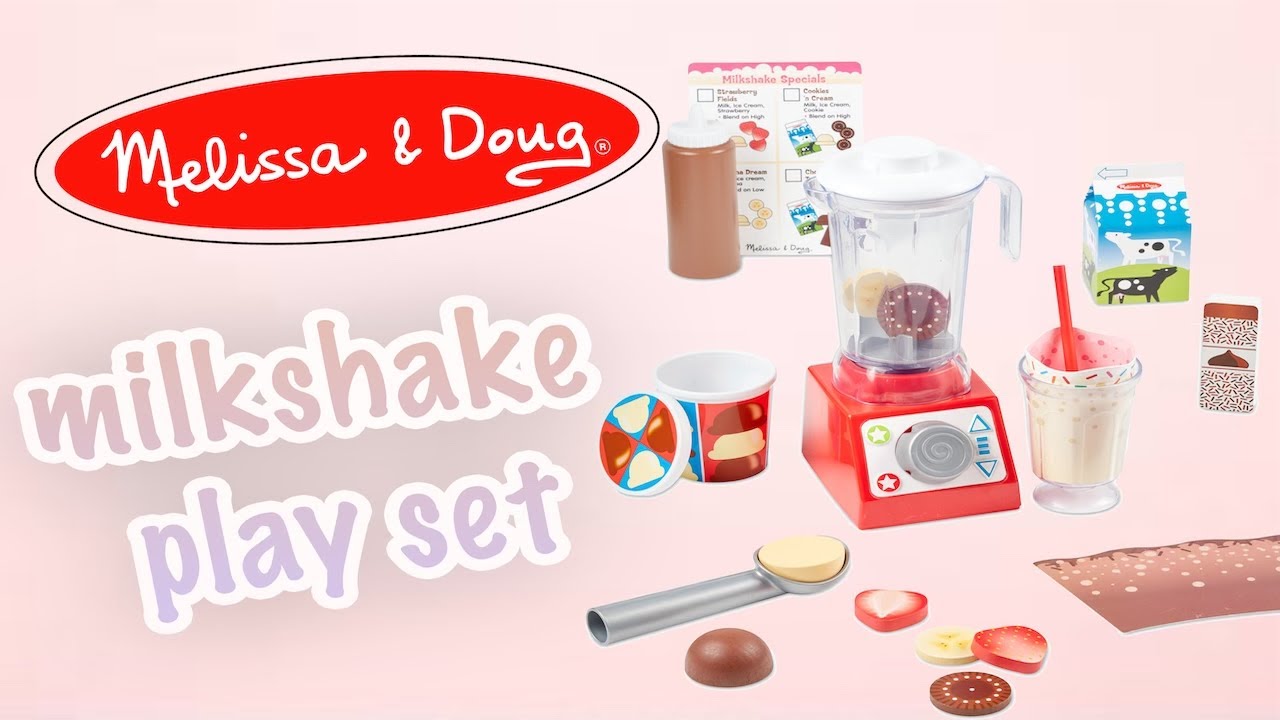 Melissa & Doug Milkshake Blender 19 Pieces Toy Kitchen Appliance Set 