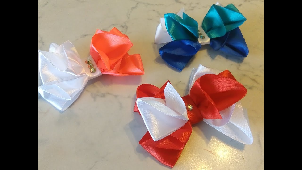 3 de LAZOS de cinta para bebe niña/Tutorial lazos/diademas/cintillos de cinta/DIY - YouTube