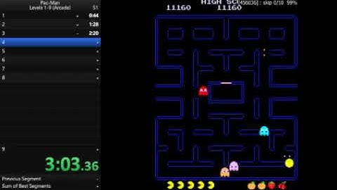 Pac-Man (Arcade) Levels 1-9 Speedrun 7:40