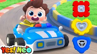 learn shapes with wheels wheels on the police car nursery rhyme kids song yes neo
