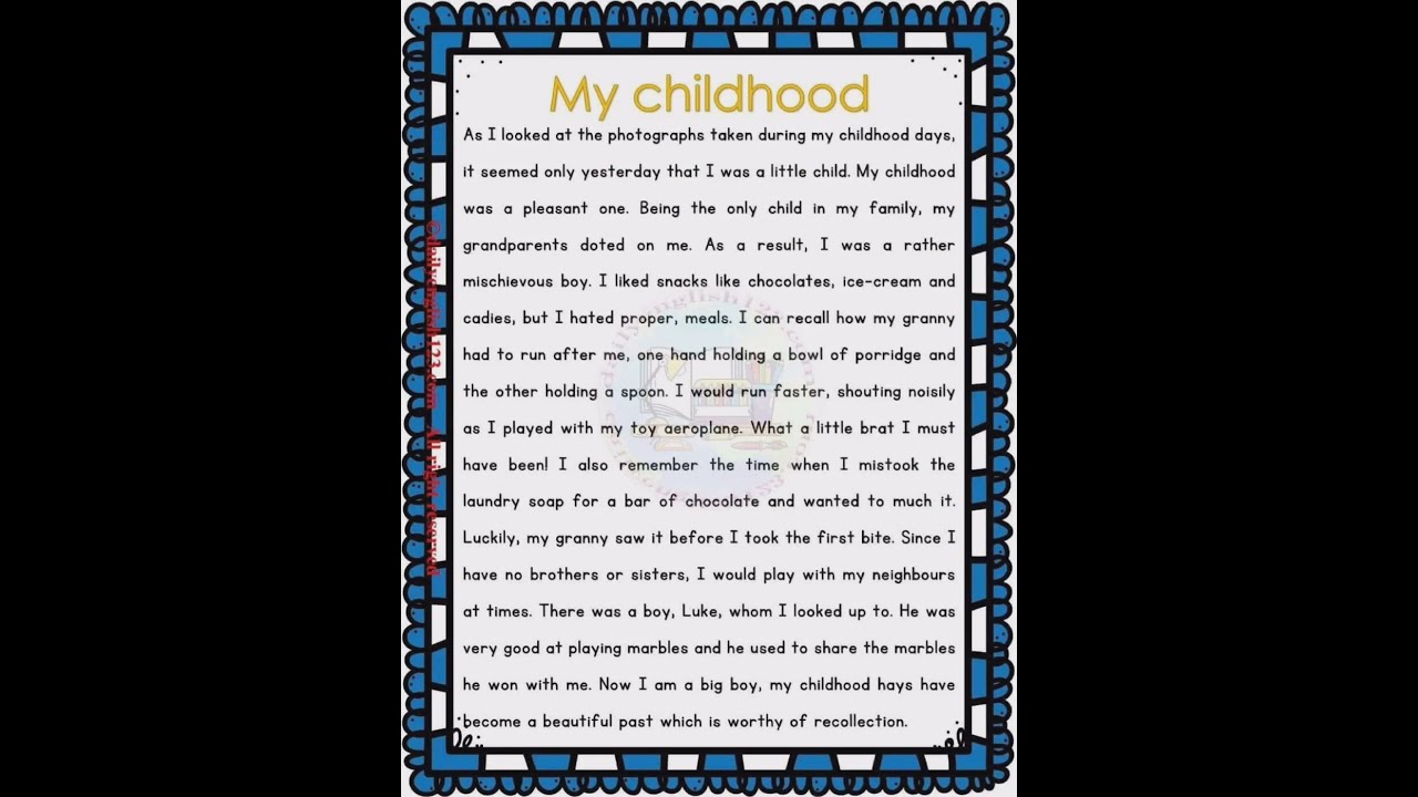 My Childhood Essay Shorts