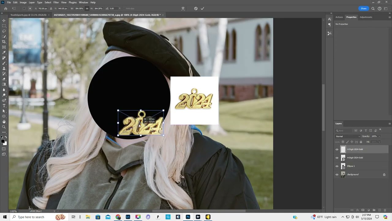 Fixing a Graduation Year Charm on the Cap Tassel in Photoshop