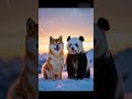 🐾 Dog Beats Panda in a Snowy Race! ❄️🐶🐼#shortsfeed #animalstory #storyforkids #animal #nature