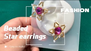 DIY beaded star earrings /beaded jewelry /tube bead