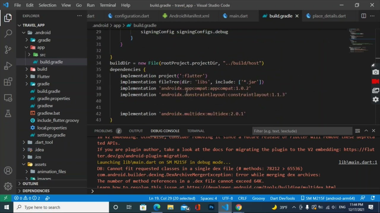Cannot fit requested classes in a single dex file solved android