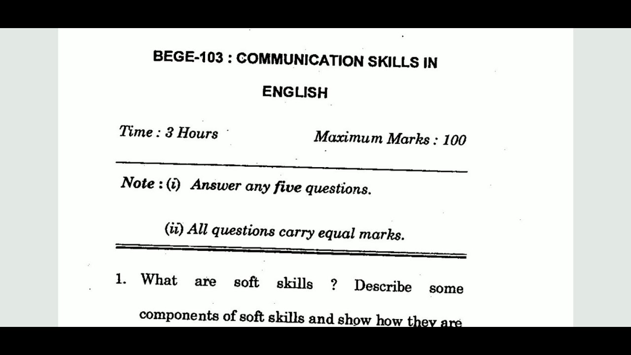 IGNOU BEGE-103 COMMUNICATION SKILLS IN ENGLISH, B.A ENGLISH, QUESTION PAPER, JUNE  2020