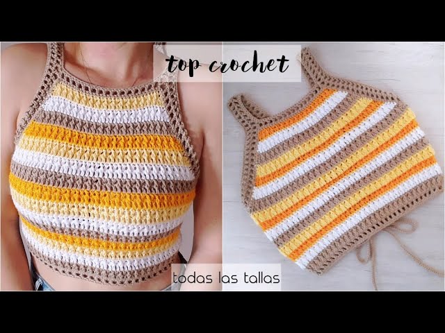 EASY Crochet HALTER Top Tutorial  How to Crochet Crop Top 