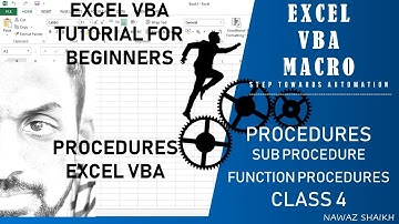 Excel VBA and MACROS : PROCEDURES | SUB AND FUNCTION PROCEDURES | TYPES | CLASS 4
