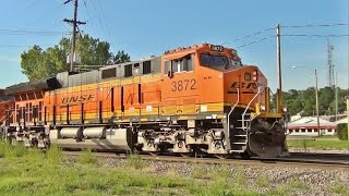 BNSF 3872, ET44C4 Diesel Leads Eastbound Grain Train, Ottumwa, IA 7/23/16