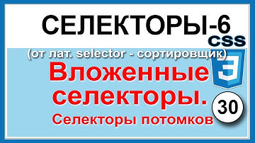 Вложенные селекторы CSS3 или селекторы потомков. (от лат. selector — сортировщик) CSS3 Урок 30