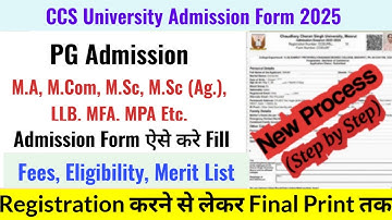 How to Fill CCS University PG Admission Form 2025 | CCSU PG Admission Form Kaise Bhare 2025