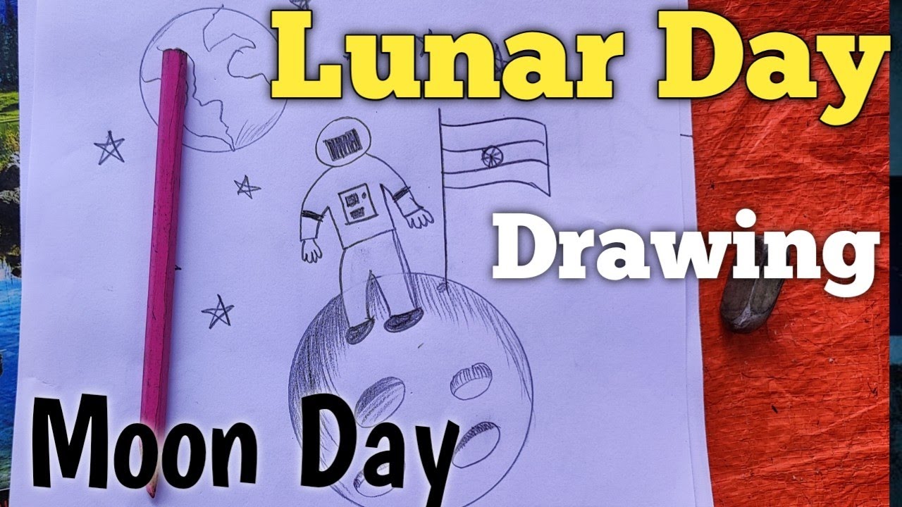 Lunar Day Poster Drawing | Moon Day |How to draw Lunar day poster