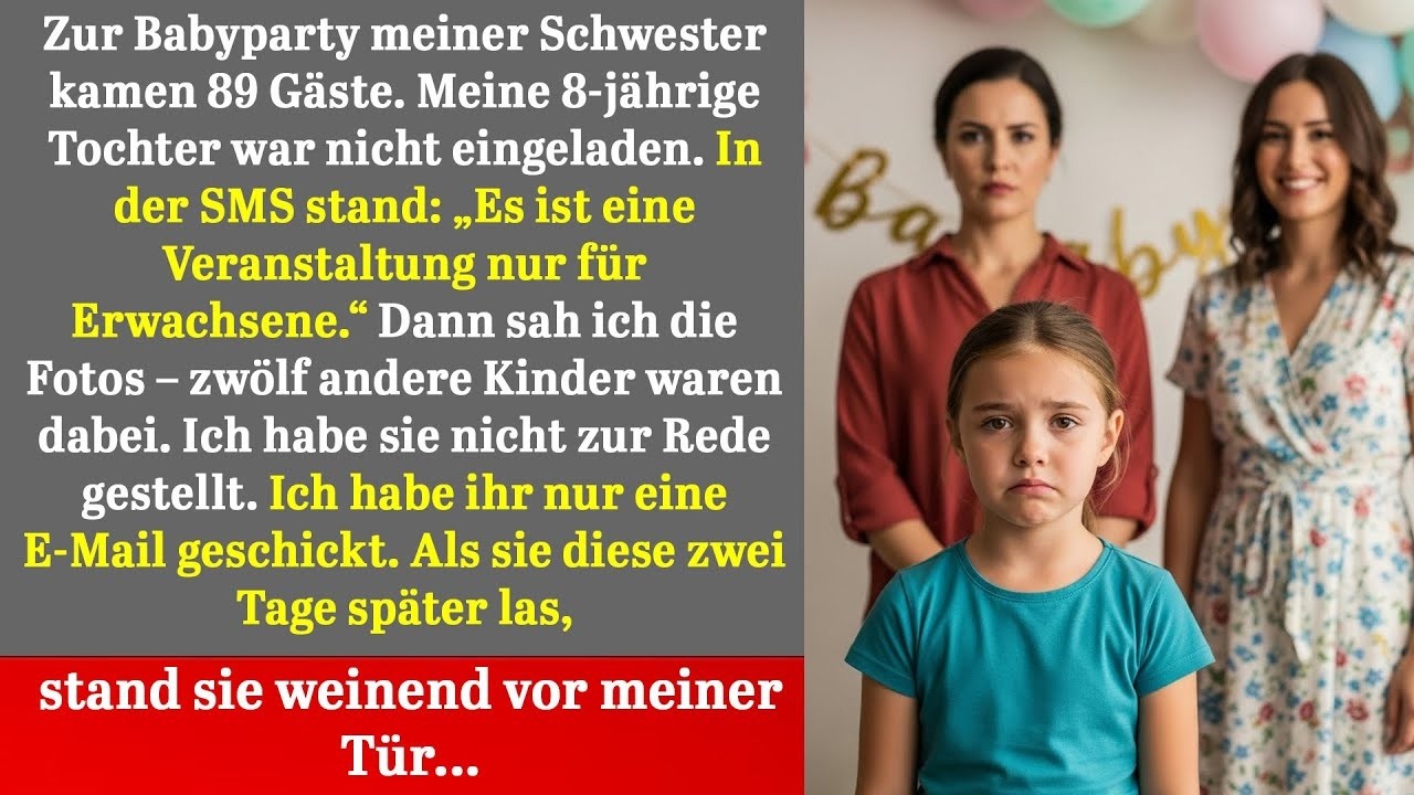 Meine Schwester lud alle ein außer meiner Tochter – zwei Tage später stand sie weinend da!!!