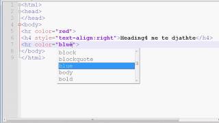 Heading, horizontal line, text align