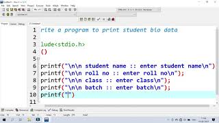 write a program to print student bio data