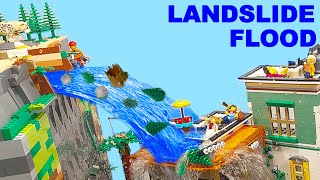 LEGO LANDSLIDE in WATERFALL cause FLOOD CITY  DISASTER Action MOVIE  ep 61