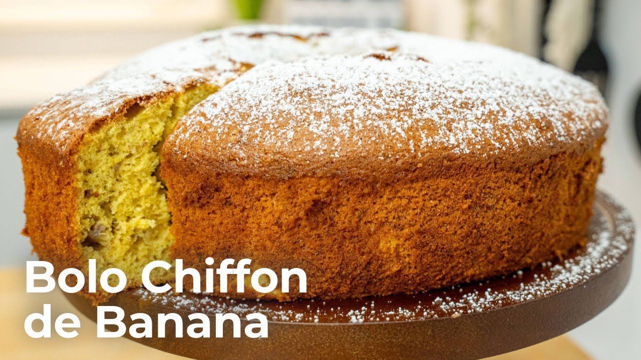 Este Bolo Chiffon de Banana FICA MEGA FOFO! (SEM MANTEIGA) 🍌