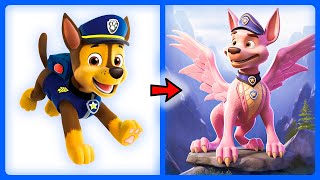 💗 PAW PATROL as PINK DRAGON 🦴 All Characters