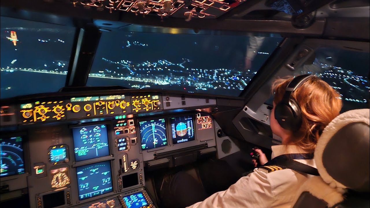 Beautiful Female Pilot Takeoff Airbus A Cockpit View Youtube