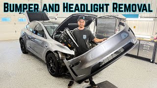 Tesla Model Y Juniper Front Bumper and Headlight Removal