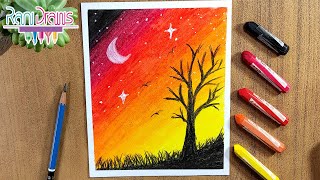 How to draw EASY LANDSCAPE with OIL PASTEL screenshot 5