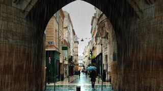 Walking in the Rain Walk Bordeaux 4k France | December 2023 | ASMR Rain sounds for sleeping