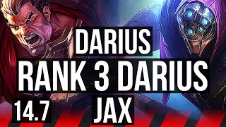 DARIUS vs JAX (TOP) | Rank 3 Darius, 8/2/12, 300+ games, Dominating | KR Challenger | 14.7