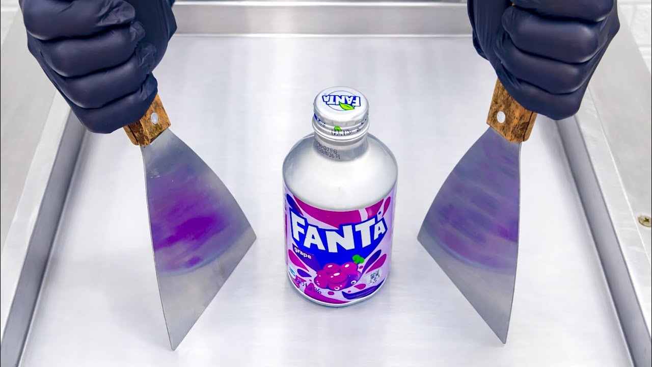  Fanta Grape Flavor - Ice Cream Rolls | Satisfying ASMR 