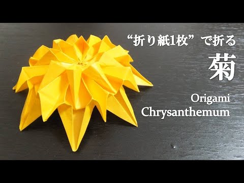 折り紙1枚 可愛い 立体的な花 菊 の折り方 How To Make A Chrysanthemum With Origami Flower クラフトちゃんねる 折り紙モンスター