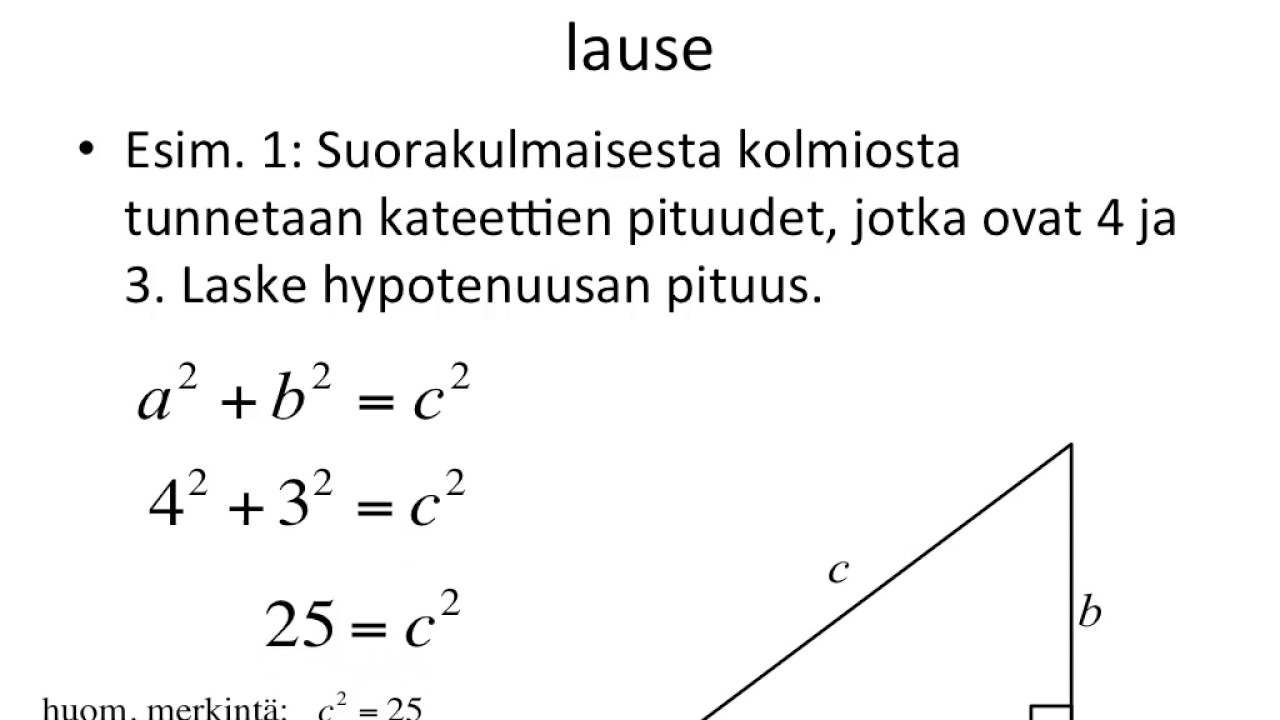 10 Suorakulmainen kolmio osa 1
