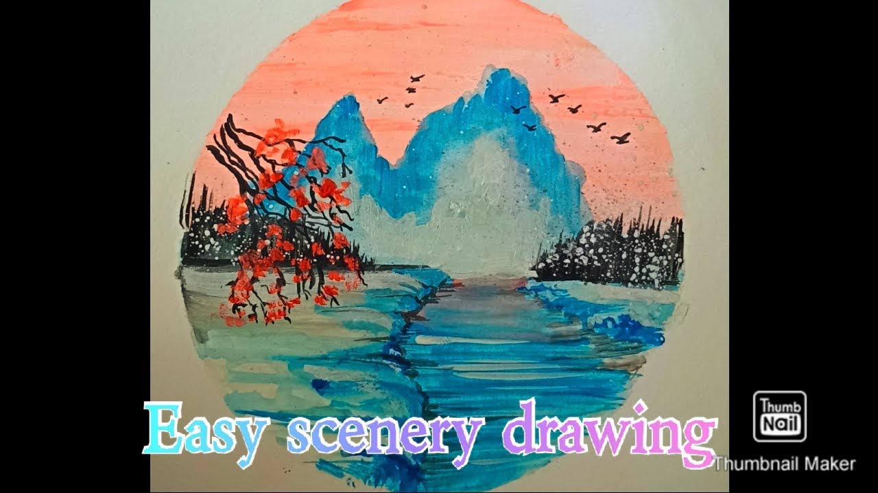 How To Draw Beautiful Riverside Scenery | Easy scenery drawing, Bird  paintings on canvas, Natural scenery